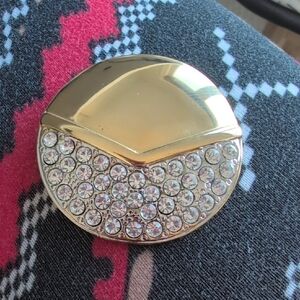 Elegant Gold and Silver Crystal Brooch